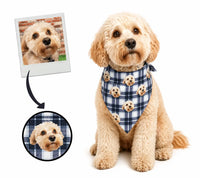 Custom pet bandana designs featuring personalized dog photos