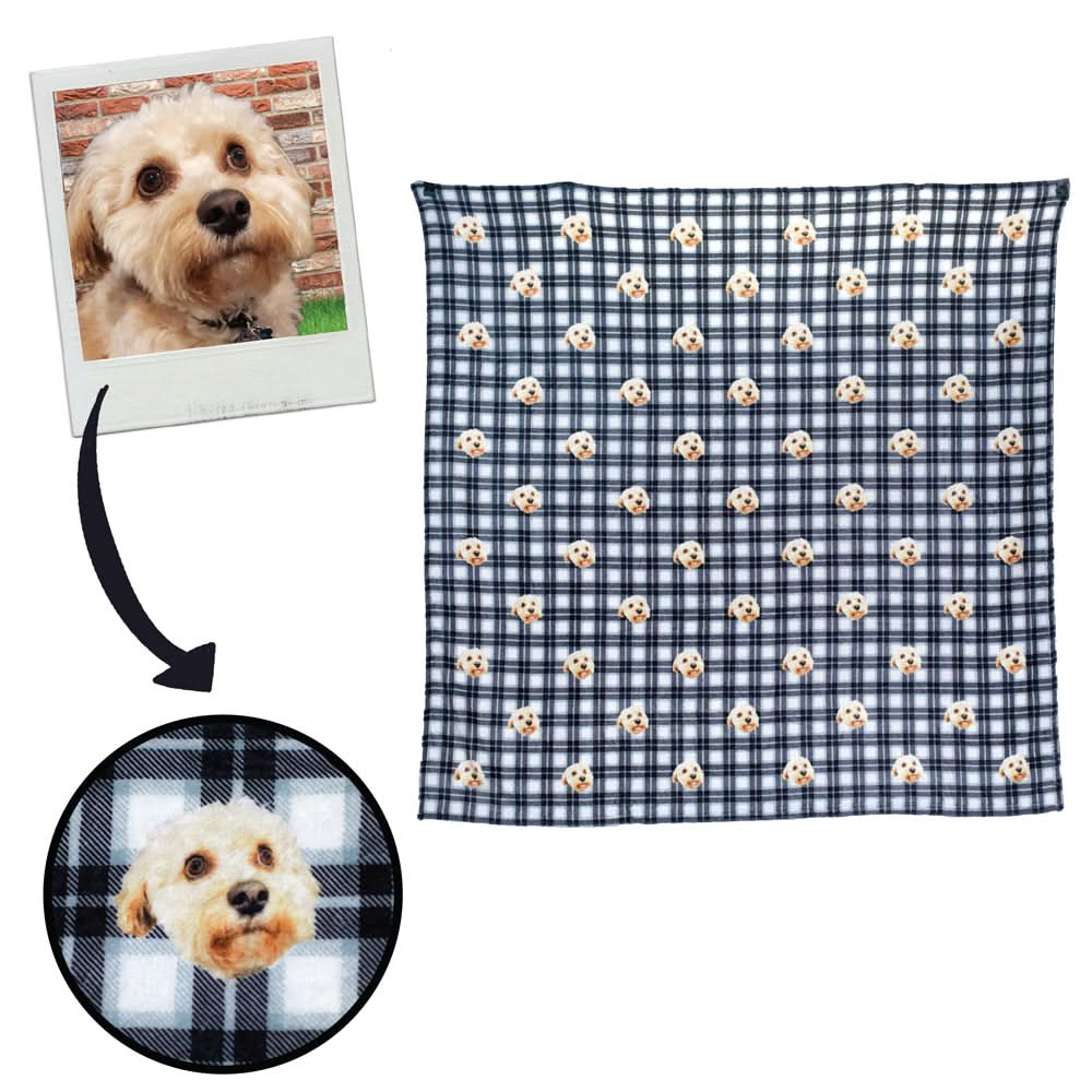 Custom pet face blanket with personalized dog photo