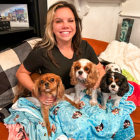 Custom pet face blanket featuring personalized dog designs