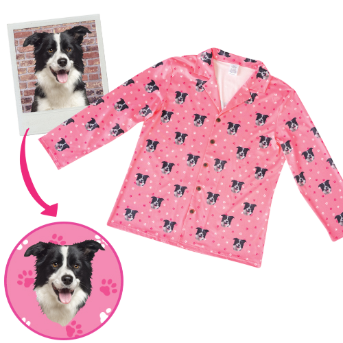Custom pet face long sleeve pajamas with personalized pet photo