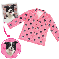 Custom pet face long sleeve pajamas with personalized pet photo
