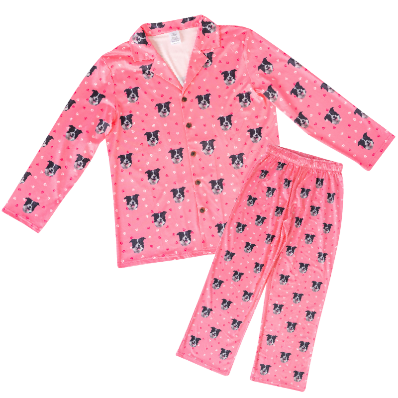 Custom pet face pajamas for kids with personalized design