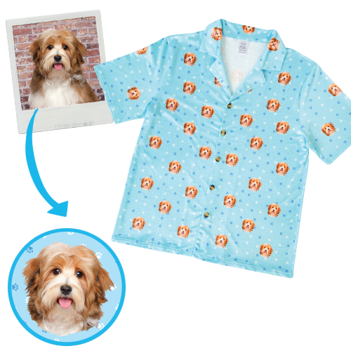 Custom pet face short sleeve pajamas with personalized pet photo