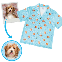 Custom pet face short sleeve pajamas with personalized pet photo