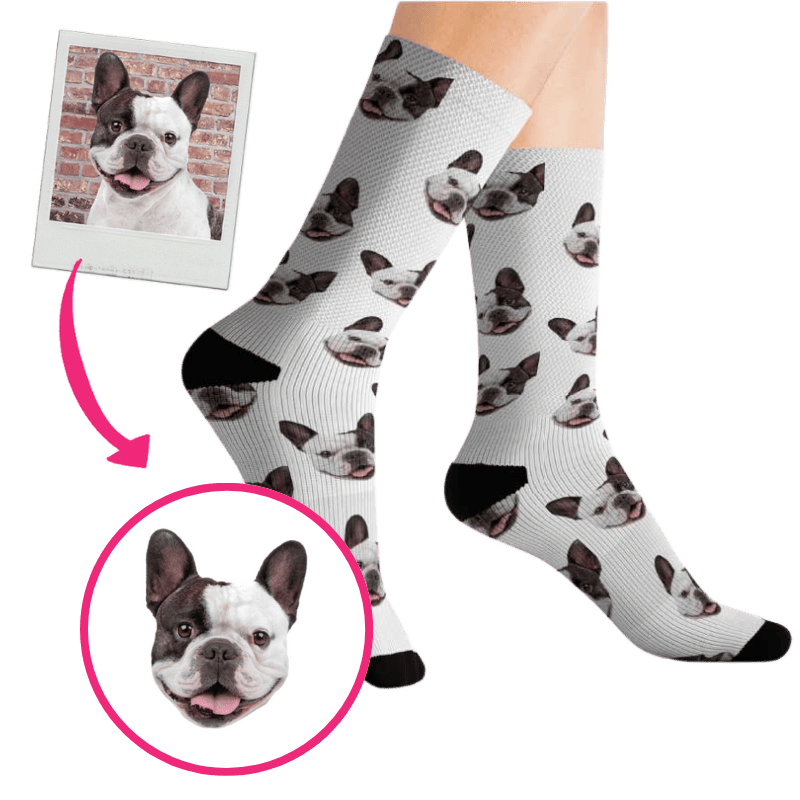 Custom pet face socks with personalized dog photo