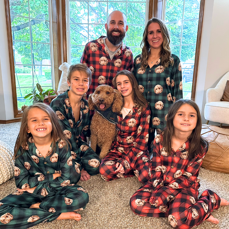 Matching pet owner pajamas for the whole family