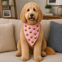 Dog wearing a personalized pet bandana with its face design