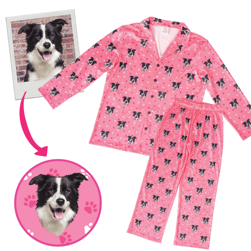 Personalized pet pajamas for kids with custom dog face