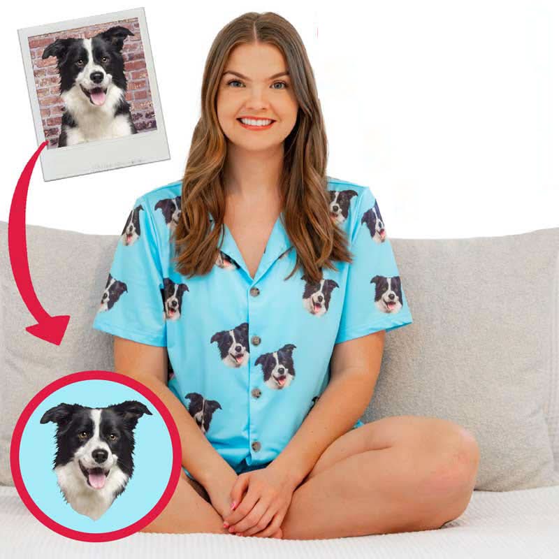 Personalized pet pajamas with shorts and short sleeve top