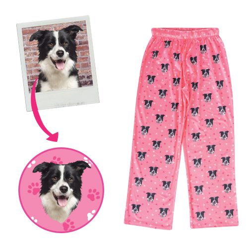Pet face pajama pants for kids with personalized pet photo