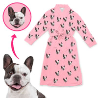 Pet photo robe with custom pet face design