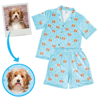 Pet themed pajamas with shorts and short sleeve top